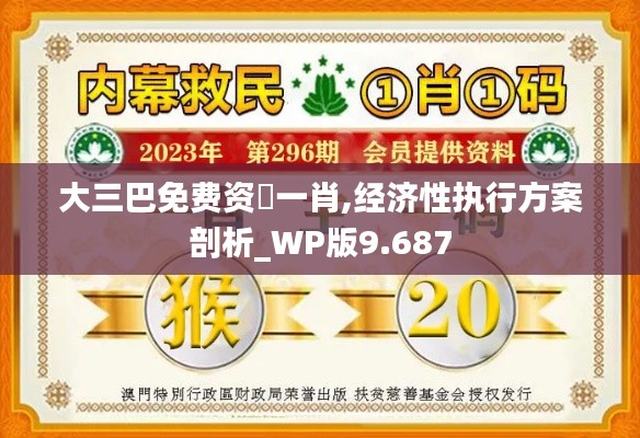 大三巴免费资枓一肖,经济性执行方案剖析_WP版9.687
