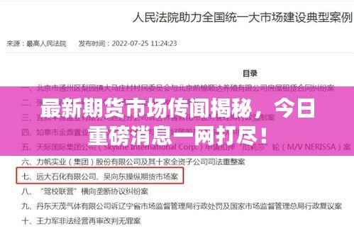 最新期货市场传闻揭秘，今日重磅消息一网打尽！