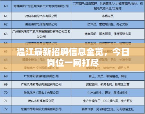 温江最新招聘信息全览,今日岗位一网打尽
