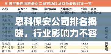 思科保安公司排名揭晓，行业影响力不容小觑